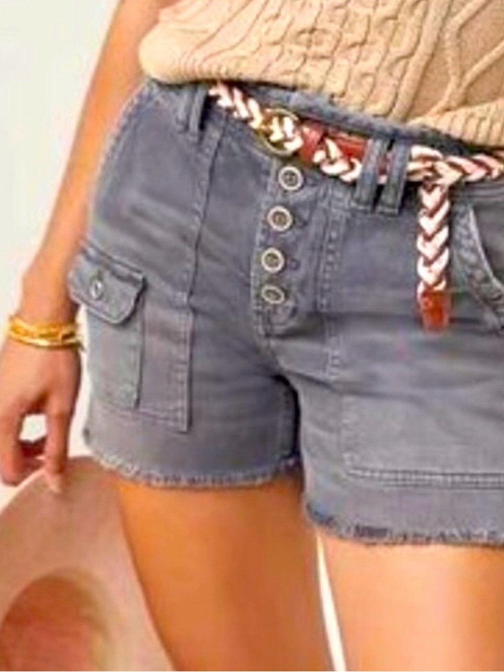 Anthropologie Pilcro The Wanderer Utility Shorts in Distressed Gray